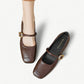 Brown Mary Jane flats with a gold buckle - N°7