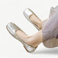 Silver Mary Jane ballet flats with a gold stud - N°73