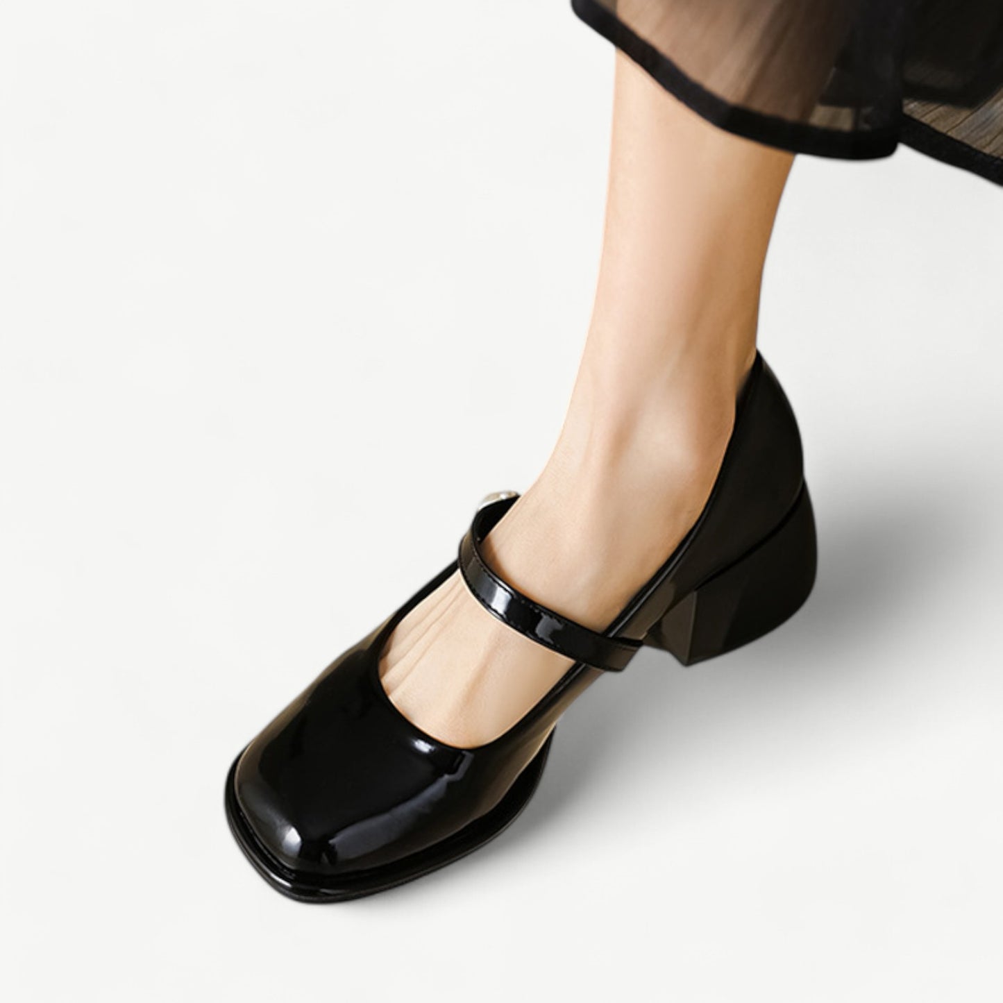 Black Mary Jane heels with pearls - N°52