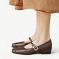 Brown Mary Jane flats with a gold buckle - N°7