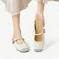 Mary Jane flats in white with a rhinestone tip - N°1