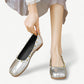 Silver Mary Jane ballet flats with a gold stud - N°73