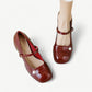 Red Mary Jane high heels with a pearl - N°23