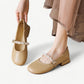 Khaki Mary Jane flats with pearls - N°4