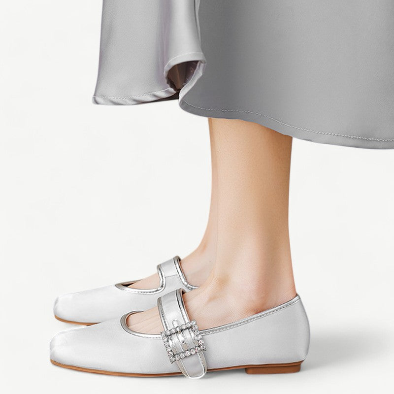 Mary Jane flats in silver with a buckle - N°3