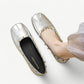 Silver Mary Jane ballet flats with a gold stud - N°73