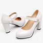 Full white Mary Jane high heels and glossy leather finish - N°92