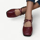 Red Mary Jane flats with double crossed straps - N°26