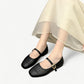 Black Mary Jane ballet flats with a small gold buckle - N°40