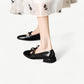 Black Mary Janes with low heels and a small bow - N°42