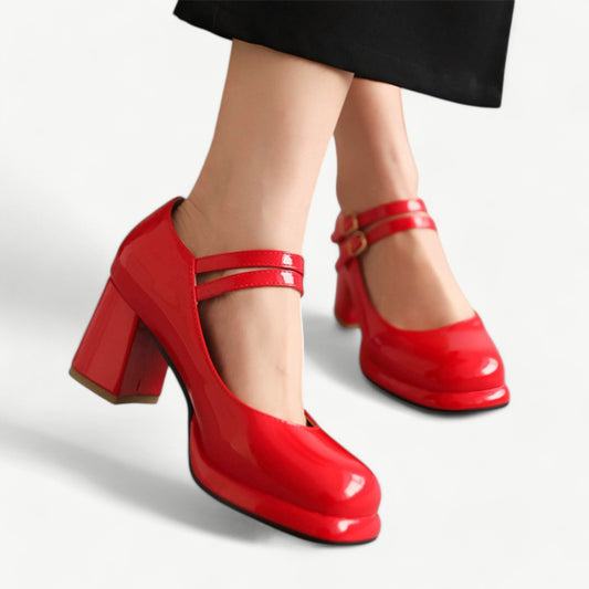 Red platform Mary Jane high heels - N°68