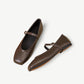 Simple brown Mary Jane ballet flats with a small strap - N°45