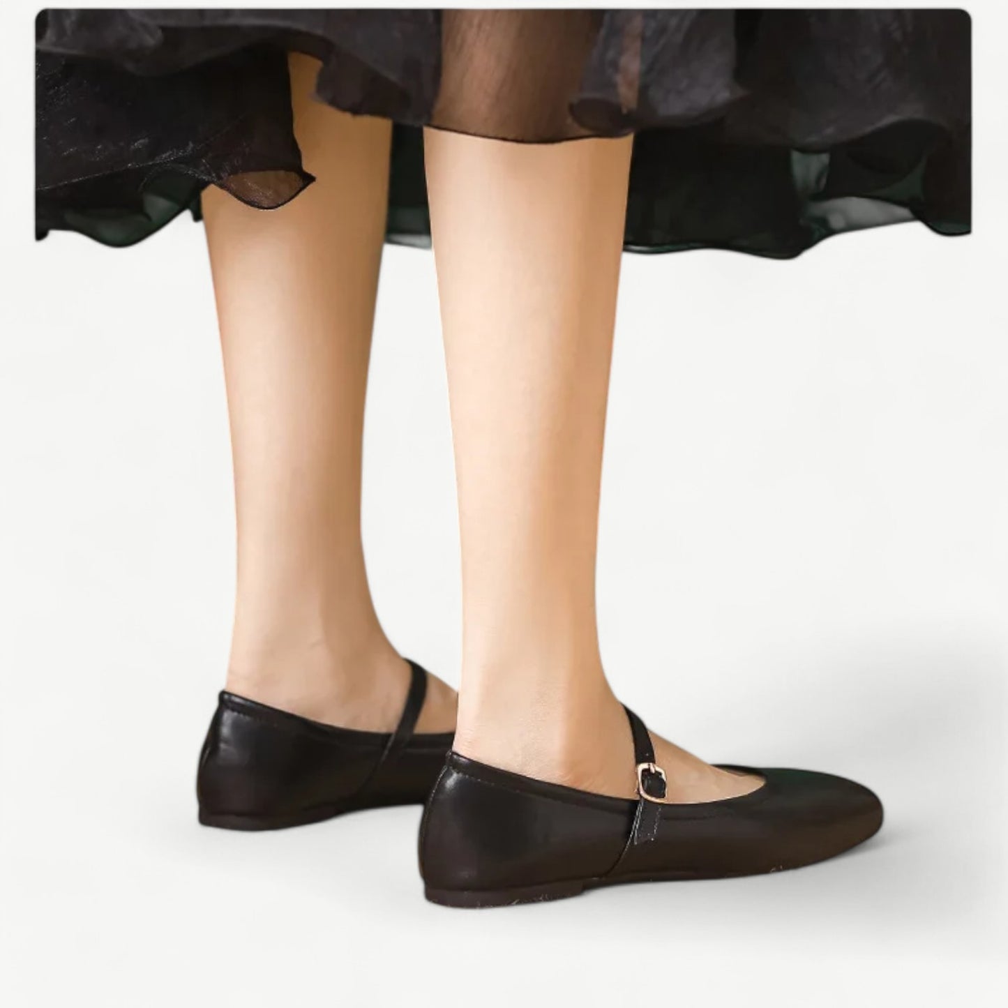 Simple black Mary Jane ballet flats with a small strap - N°44