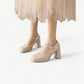 White-Beige platform mary jane high heels - N°79