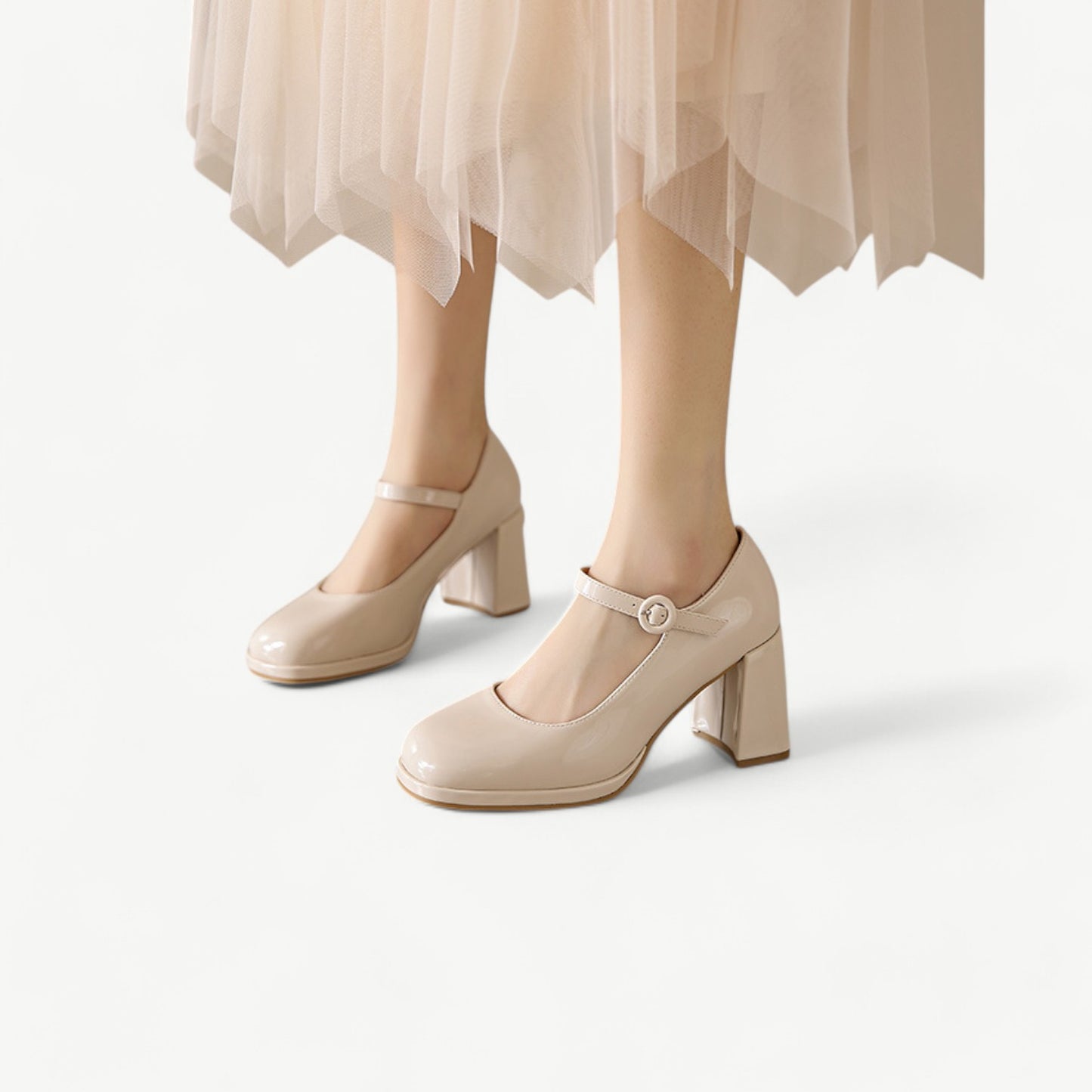 White-Beige platform mary jane high heels - N°79