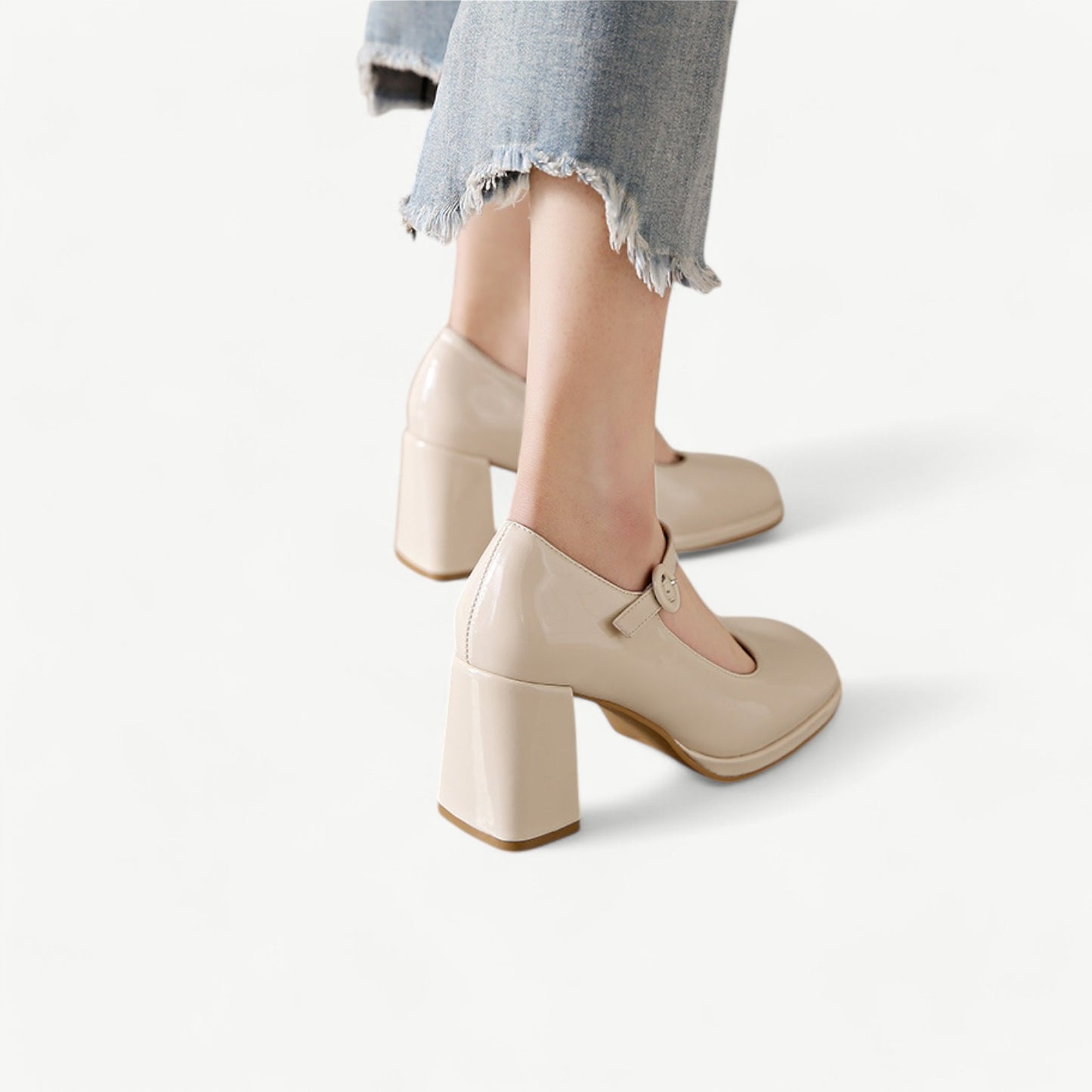 White-Beige platform mary jane high heels - N°79