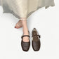 Brown Mary Jane ballet flats with a small gold buckle - N°41