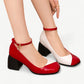 Red Mary Jane high heels with a sleek strap design - N°55