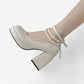 Mary jane white platform with high heel and pearls - N°81