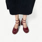 Red Burgundy Mary Jane platform shoes with a high heel and bold design - N°69