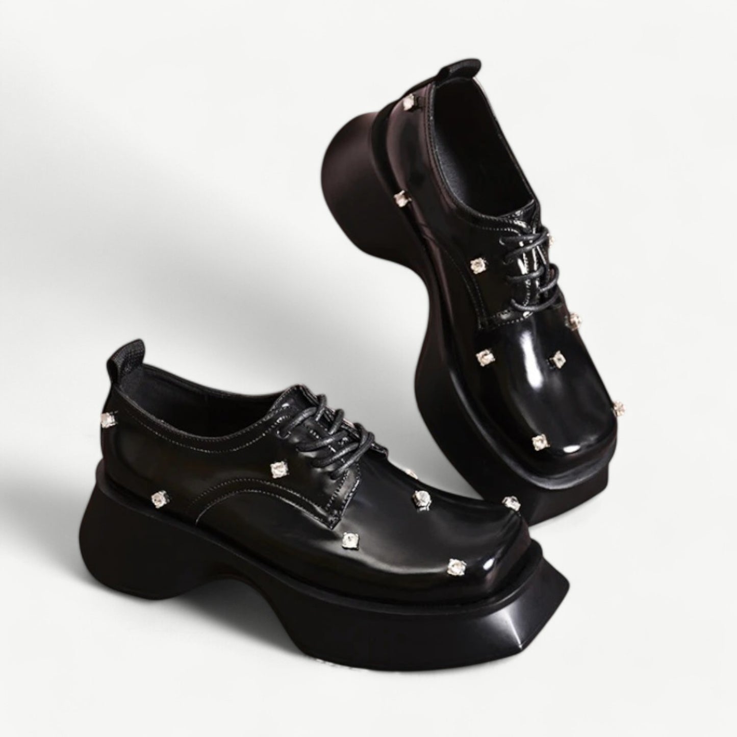 Mary jane black with chunky platform and rhinestones - N°63