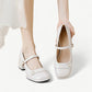 White Mary Jane high heels with a pearl - N°90