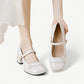 White Mary Jane heels with a white pearl - N°53