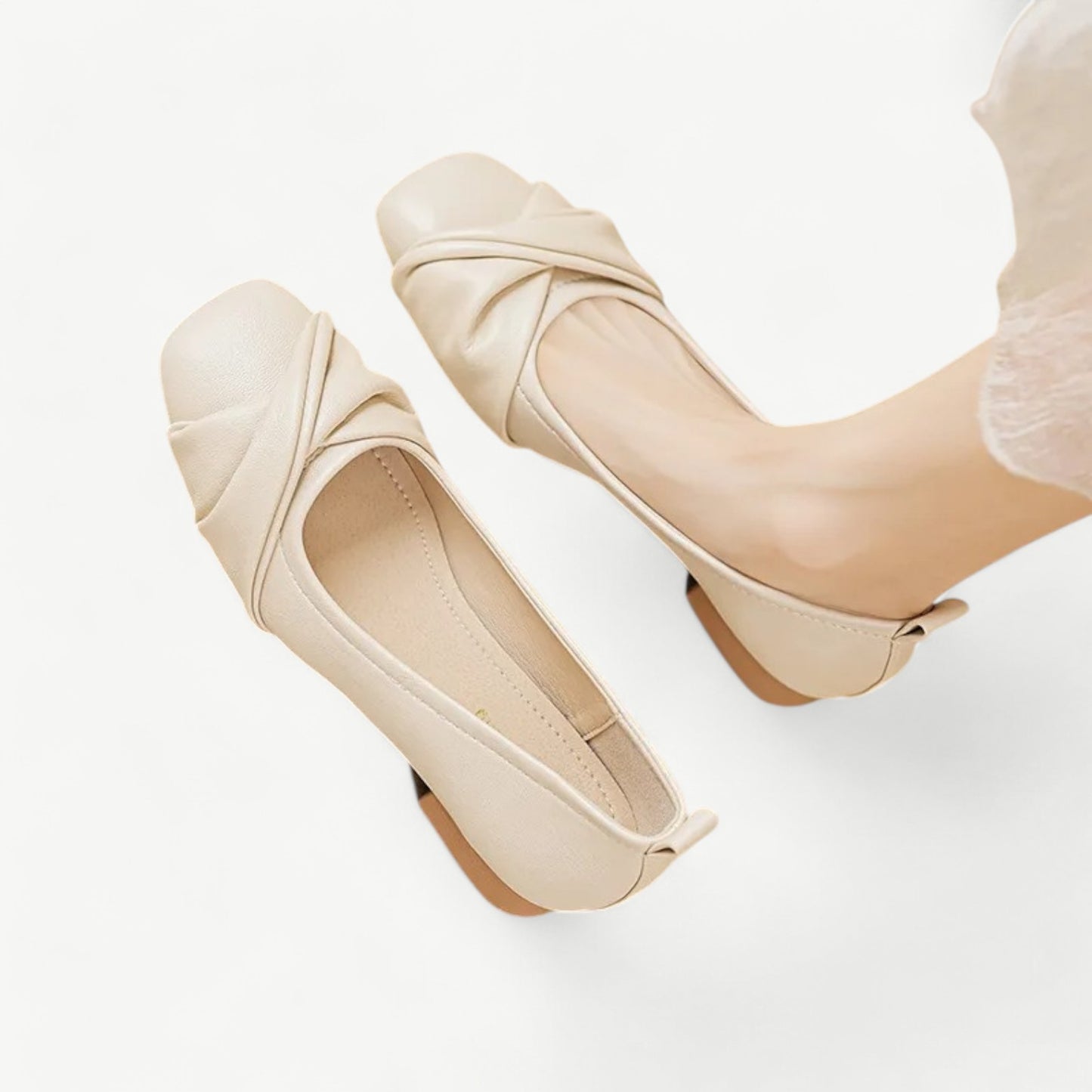 Ivory white Mary Janes with a bow and low heel - N°12