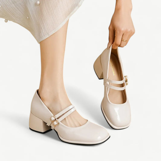 White Mary Jane high heels with double straps - N°54