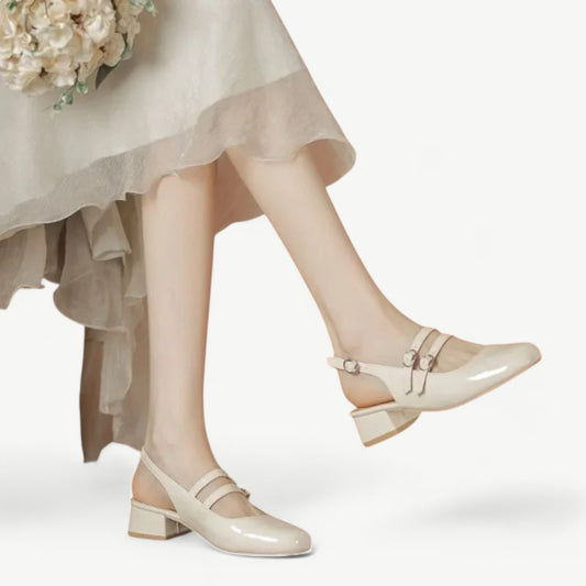 White-Beige mary jane heels - N°78