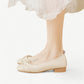 Ivory white Mary Janes with a bow and low heel - N°12