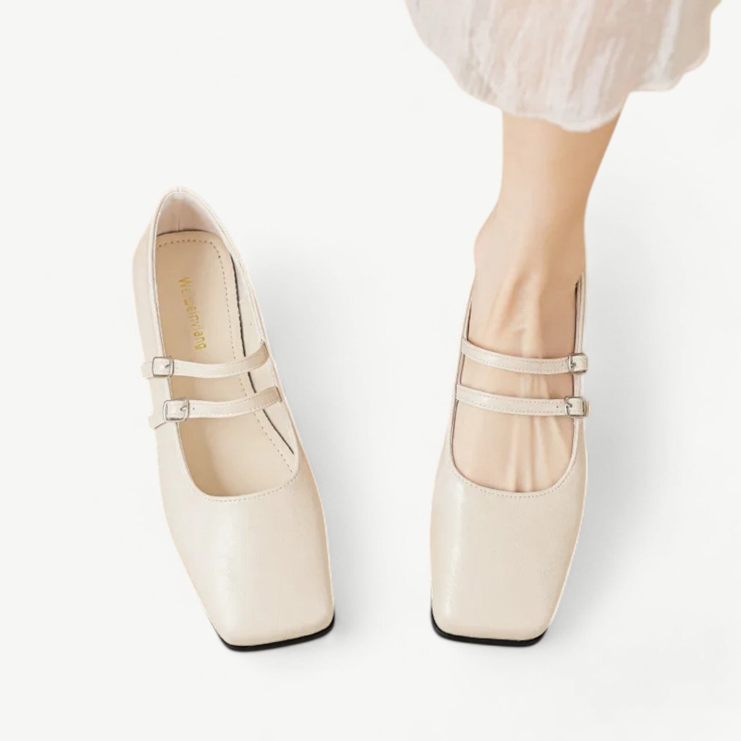 White Mary Janes with double straps - N°86