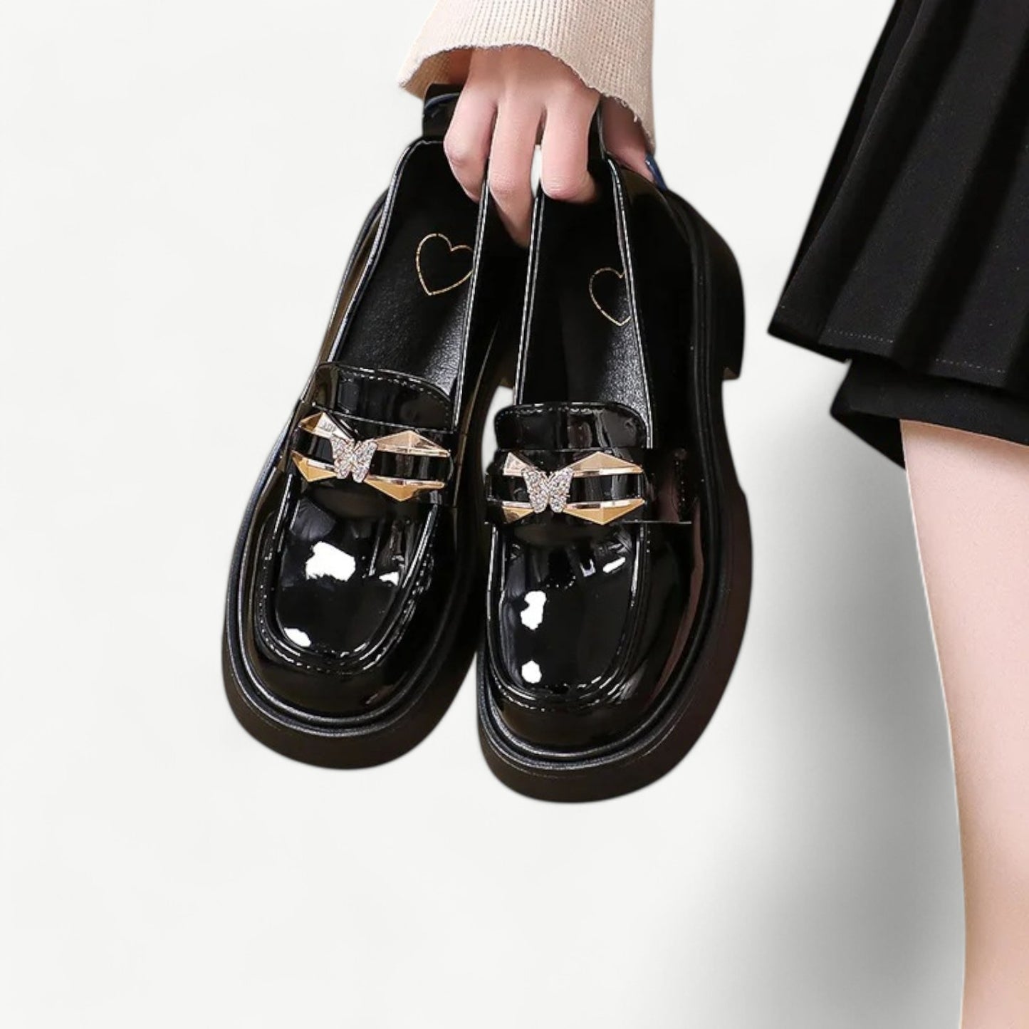 Black Mary Jane platforms in a loafer style - N°70