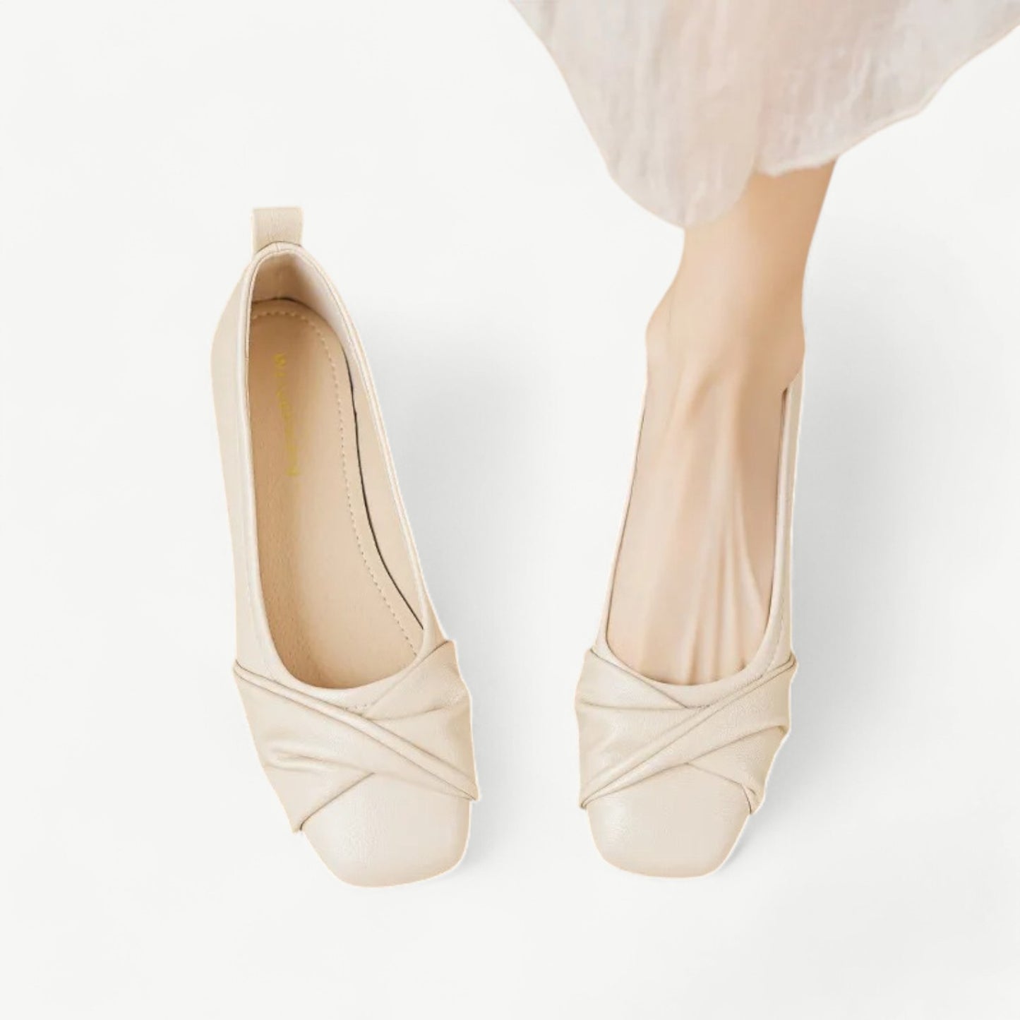 Ivory white Mary Janes with a bow and low heel - N°12