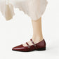 Red Mary Jane flats with a pointed toe - N°24