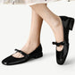 Black Mary Janes with low heels and a small bow - N°42