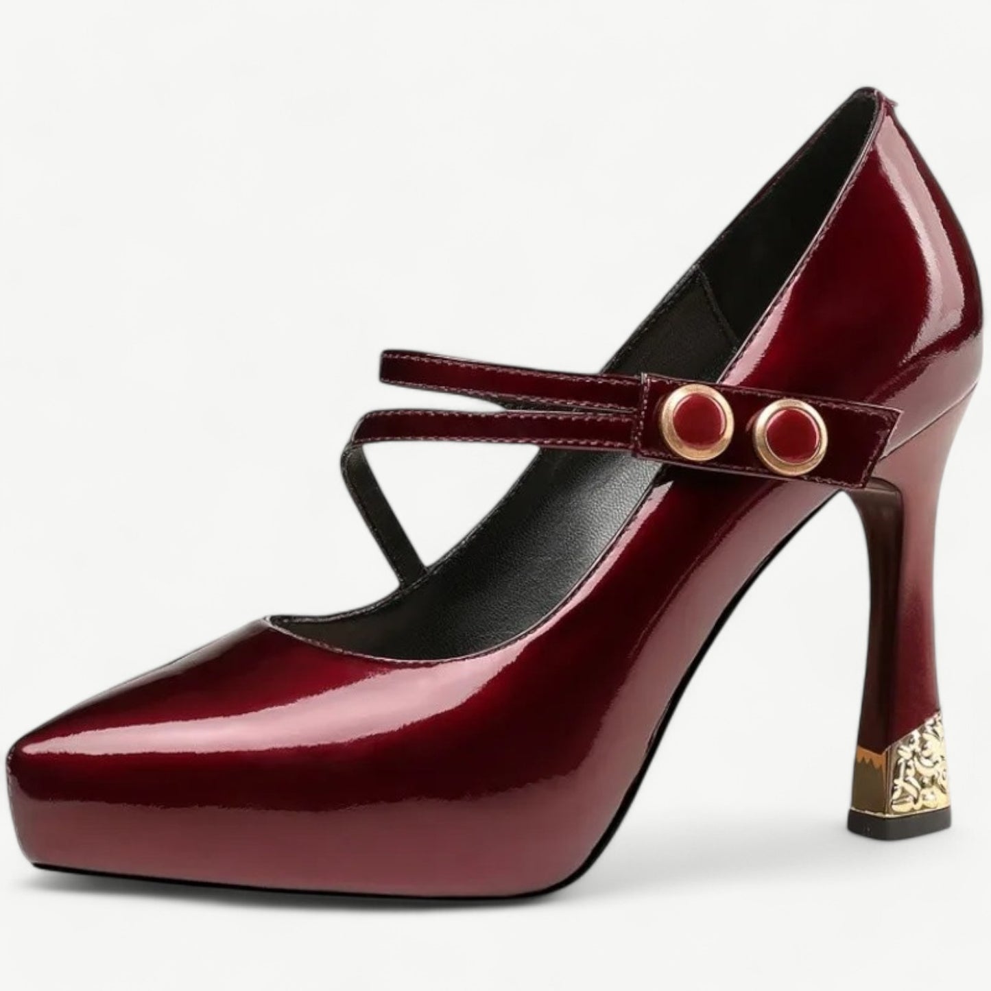 Red Mary Jane high heels with red button details - N°35