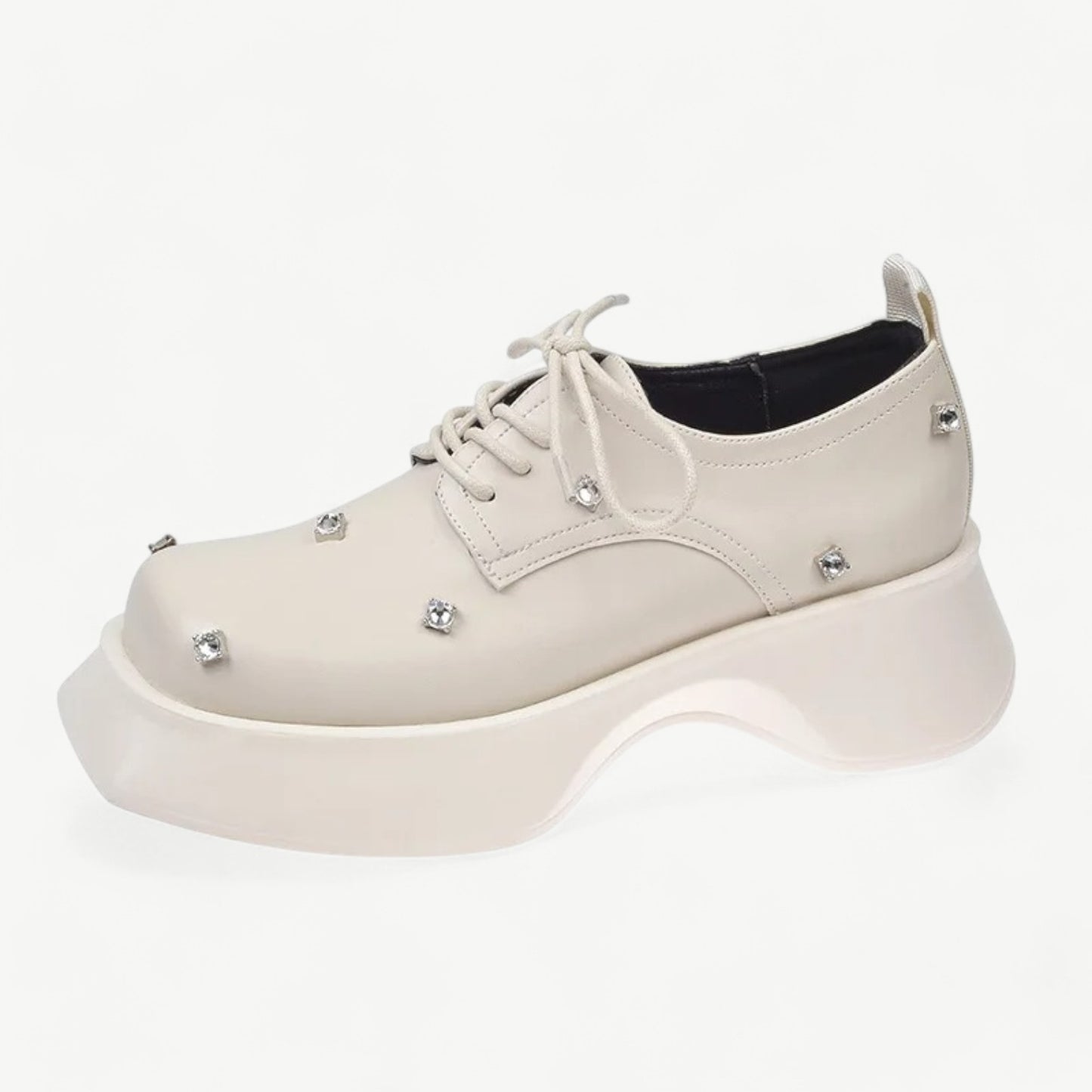 Mary jane creamy white with chunky platform and rhinestones - N°82