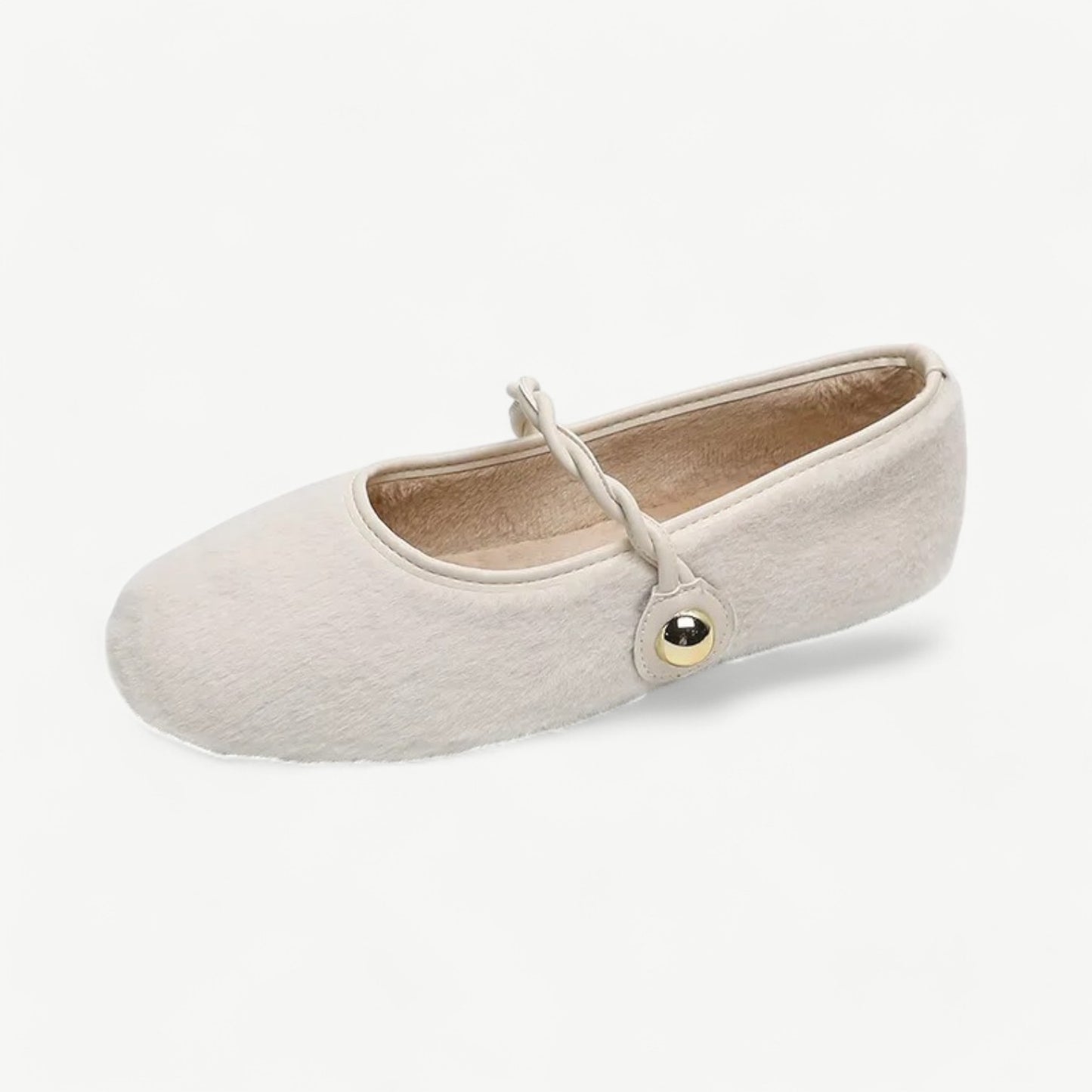 Mary jane ballet flats in white plush - N°37