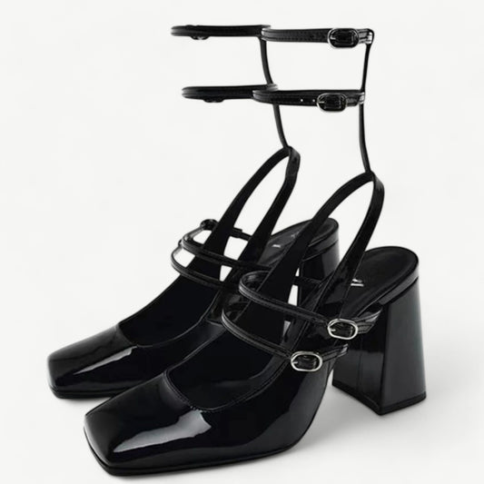 Black mary jane high heels with ankle strap - N°48