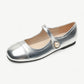 Silver Mary Jane flats with a white pearl - N°74