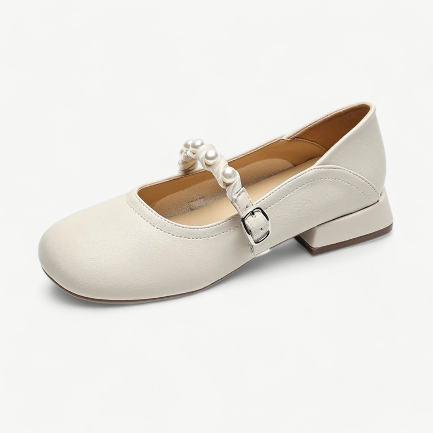 White Mary Jane flats with pearls - N°85