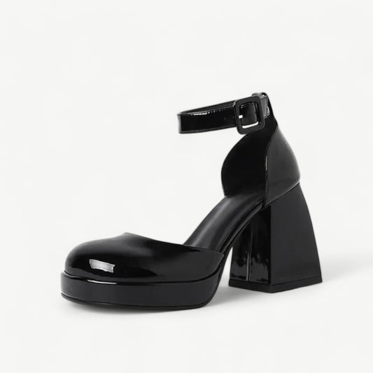 Black platform mary jane high heels with ankle strap - N°61