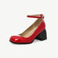 Red Mary Jane high heels with a sleek strap design - N°55