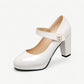 Full white Mary Jane high heels and glossy leather finish - N°92