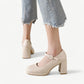 White-Beige platform mary jane high heels - N°79