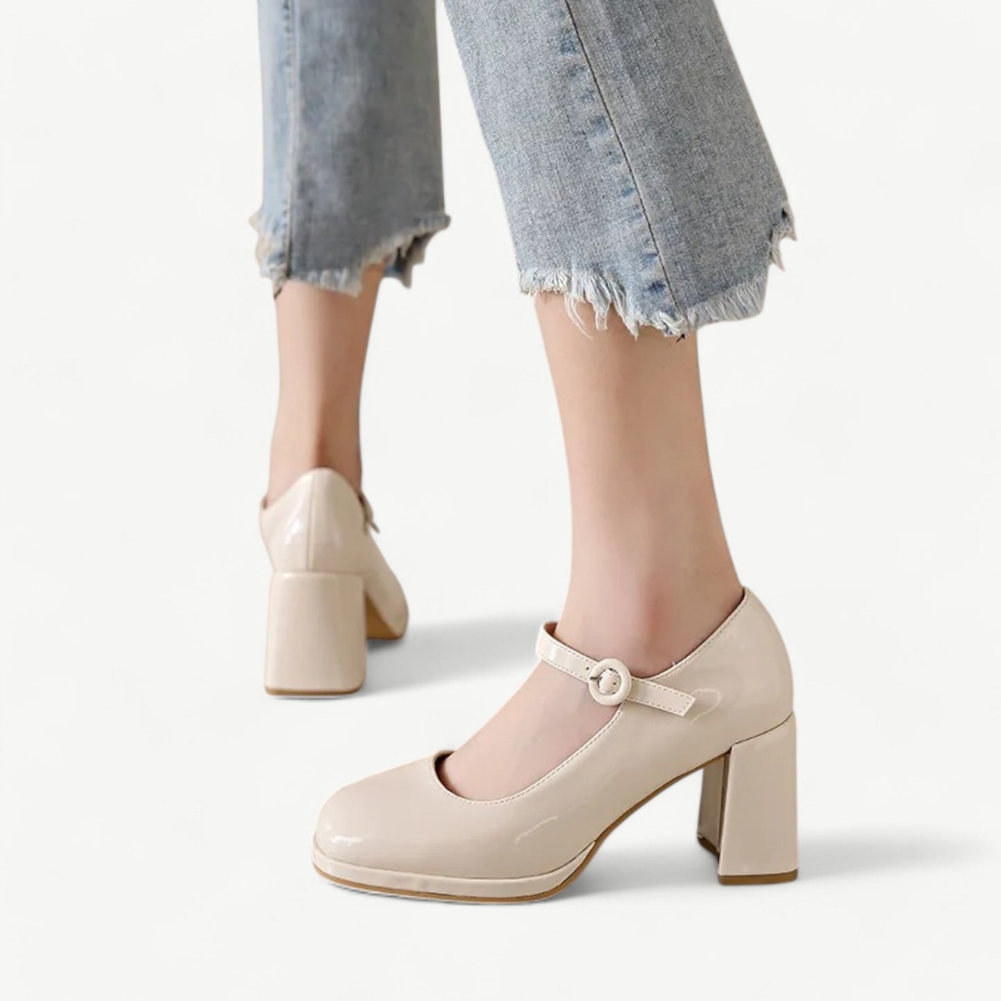 White-Beige platform mary jane high heels - N°79